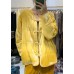 Vintage Yellow button V Neck Fine Cotton Filled coats Winter