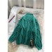 Women green Sweater dress outfit plus size high neck thick daily  knit dress