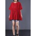 Organic o neck cotton shirts red short tops summer