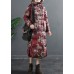 Chic Red Hooded Print Duck Down Winter down coat